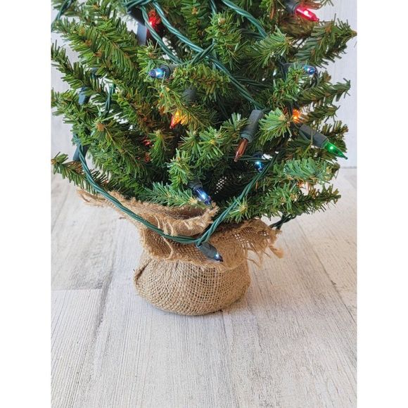 Mini multicolor Christmas tree burlap sack home decor figure - Picture 3 of 11